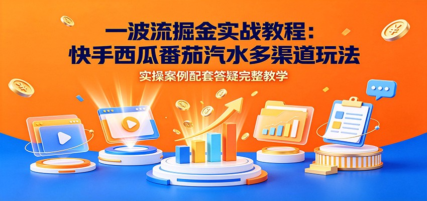 一波流掘金实战教程：快手西瓜番茄汽水多渠道玩法，实操案例配套答疑完整教学 - 臻优资源网