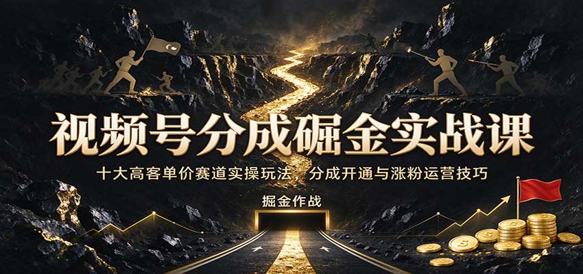 视频号分成掘金实战课：十大高客单价赛道实操玩法，分成开通与涨粉运营技巧 - 臻优资源网