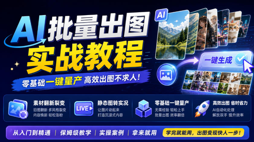 AI批量出图实战教程，素材翻新裂变，静态图转实况，零基础一键量产 - 臻优资源网