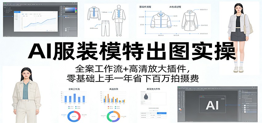 AI服装模特出图实操：全案工作流+ 高清放大插件，零基础上手一年省下百万拍摄费 - 臻优资源网