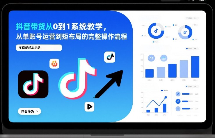 抖音带货从0到1系统教学，从单账号运营到矩阵布局的完整操作流程，实现低成本启动与高效带货 - 臻优资源网
