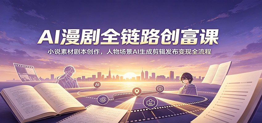 AI漫剧全链路创富课：小说素材剧本创作，人物场景AI生成剪辑发布变现全流程 - 臻优资源网