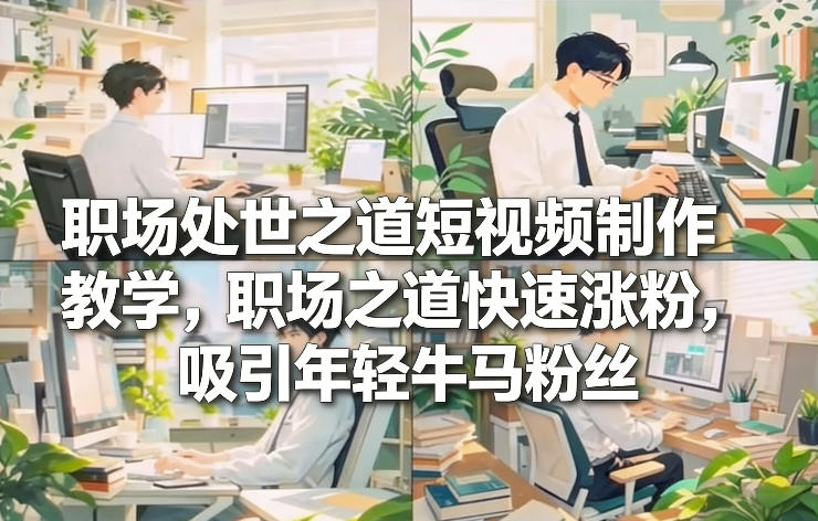 职场处世之道短视频制作教学，职场之道快速涨粉，吸引年轻牛马粉丝 - 臻优资源网