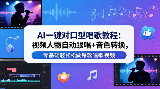 AI一键对口型唱歌教程：视频人物自动跟唱+音色转换，零基础轻松做爆款唱歌视频 - 臻优资源网