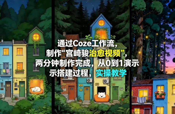 通过Coze工作流制作《宫崎骏治愈视频》，两分钟制作完成，从0到1演示搭建过程，实操教学 - 臻优资源网