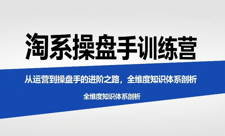 淘系操盘手训练营，​从运营到操盘手的进阶之路，全维度知识体系剖析 - 臻优资源网