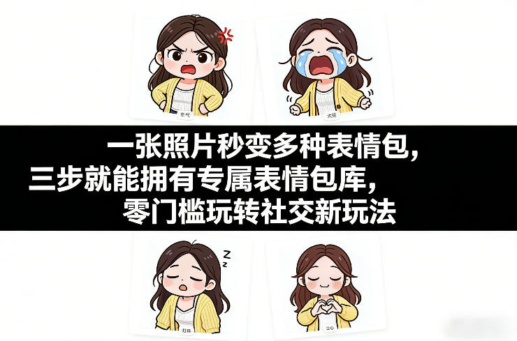 一张照片秒变多种表情包，三步就能拥有专属表情包库，零门槛玩转社交新玩法【文档】 - 臻优资源网