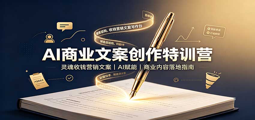 AI商业文案创作特训营：灵魂收钱营销文案，AI赋能，商业内容落地指南 - 臻优资源网