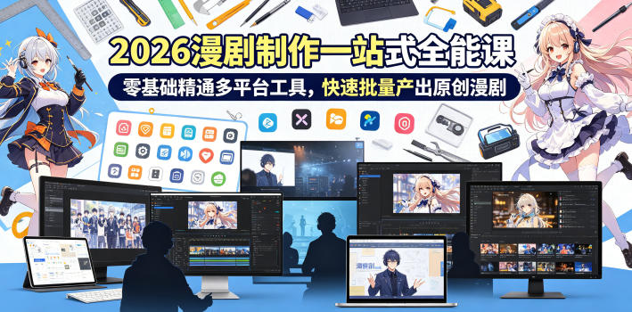 2026 AI漫剧制作一站式全能课，零基础精通多平台工具，快速批量产出原创漫剧 - 臻优资源网