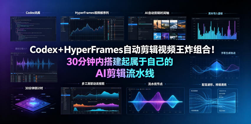Codex+HyperFrames自动剪辑视频王炸组合!30分钟内搭建起属于自己的AI剪辑流水线(完整版实操教程手册) - 臻优资源网