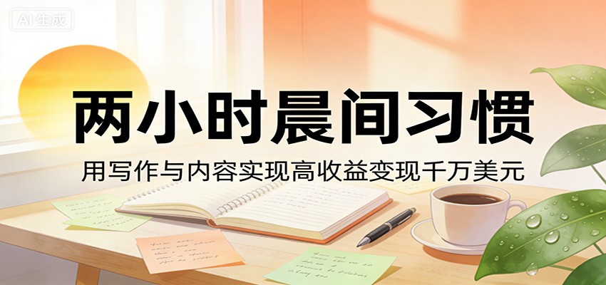 付费文章：两小时晨间习惯，用写作与内容实现高收益变现千万美元 - 臻优资源网