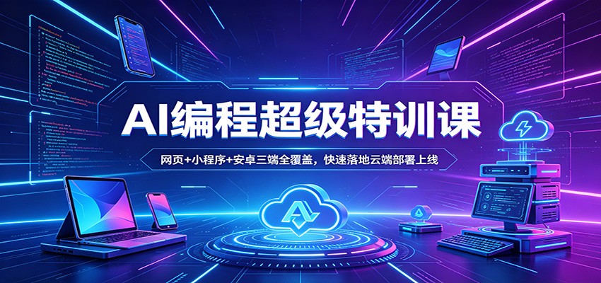 AI编程超级特训课：网页+小程序+安卓三端全覆盖，快速落地云端部署上线 - 臻优资源网