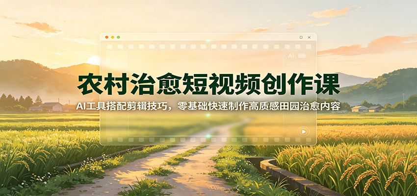 农村治愈短视频创作课：AI工具搭配剪辑技巧，零基础快速制作高质感田园治愈内容 - 臻优资源网