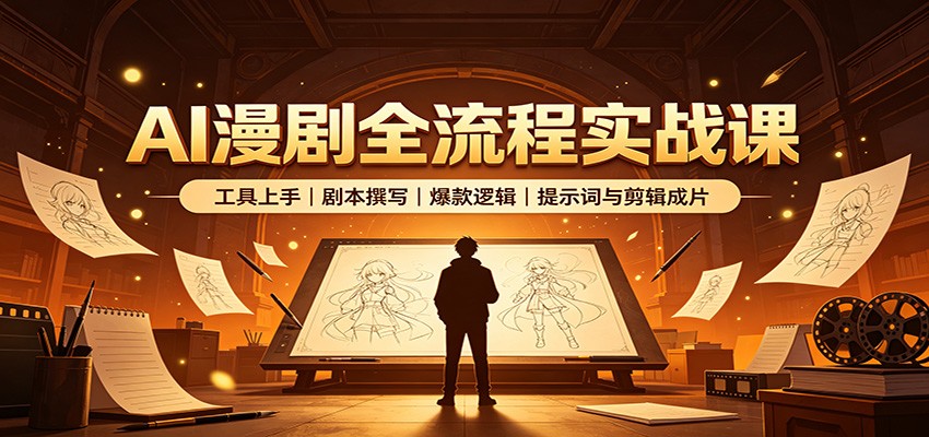 AI漫剧全流程实战课：工具上手、剧本撰写、爆款逻辑、提示词与剪辑成片 - 臻优资源网