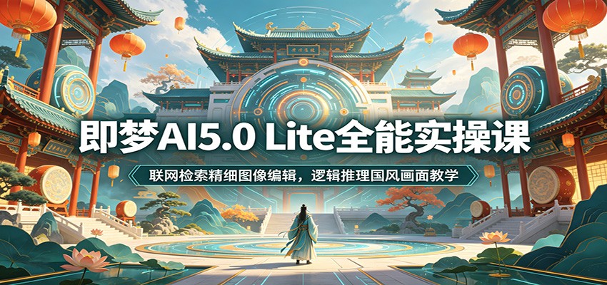即梦AI5.0 Lite全能实操课：联网检索精细图像编辑，逻辑推理国风画面教学 - 臻优资源网