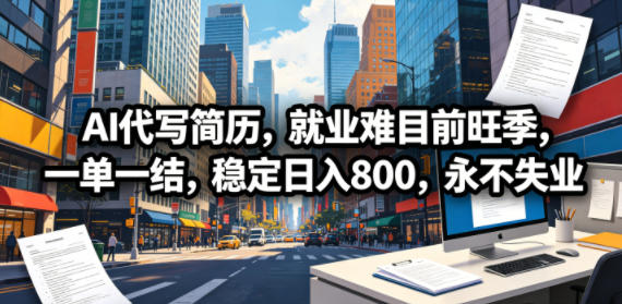 AI代写简历，就业难目前旺季，一单一结，稳定日入800，永不失业 - 臻优资源网