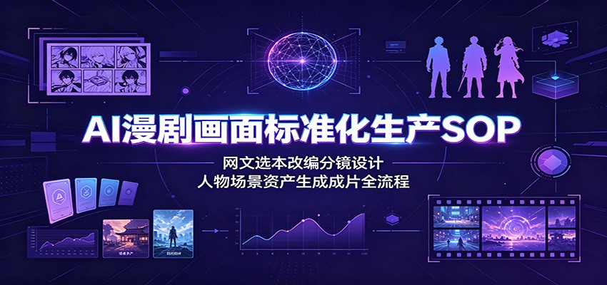 AI漫剧画面标准化生产SOP：网文选本改编分镜设计，人物场景资产生成成片全流程 - 臻优资源网