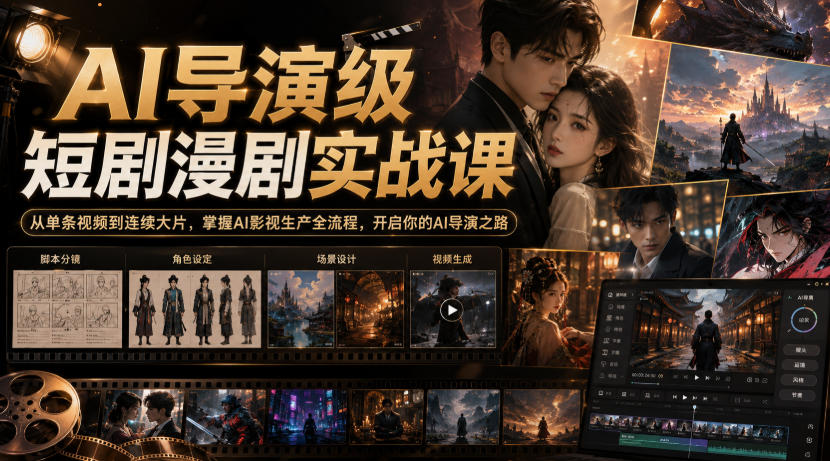 AI导演级短剧漫剧实战课，从单条视频到连续大片，掌握AI影视生产全流程，开启你的AI导演之路! - 臻优资源网