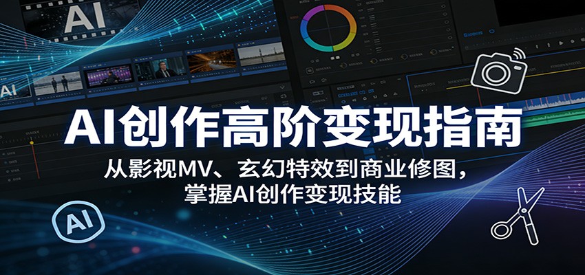 AI创作高阶变现指南：从影视MV、玄幻特效到商业修图，掌握AI创作变现技能 - 臻优资源网