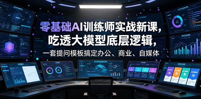 零基础AI训练师实战课，吃透大模型底层逻辑，一套提问模板搞定办公、商业、自媒体、设计、生活全场景AI落地应用 - 臻优资源网