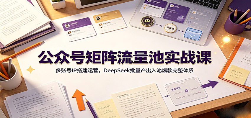 公众号矩阵流量池实战课：多账号IP搭建运营，DeepSeek批量产出入池爆款完整体系 - 臻优资源网