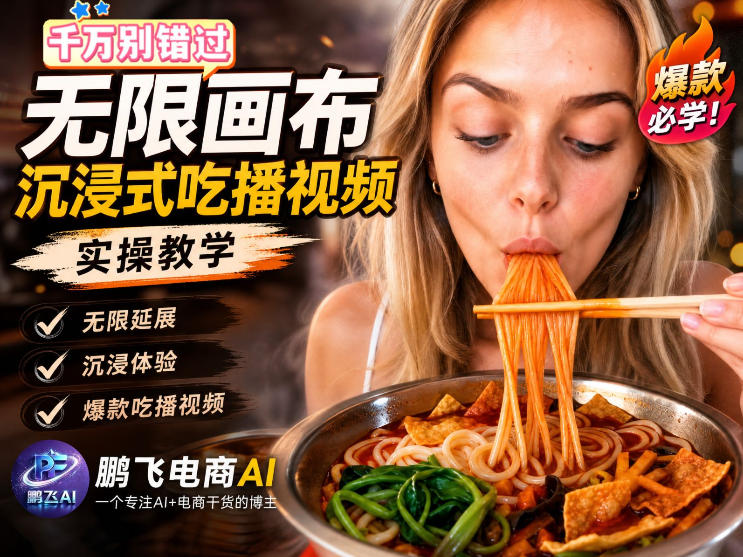 保姆级教程|用AI无线画布做沉浸式吃播,3步直接出片,无线画布工作流,操作简单好上手 - 臻优资源网