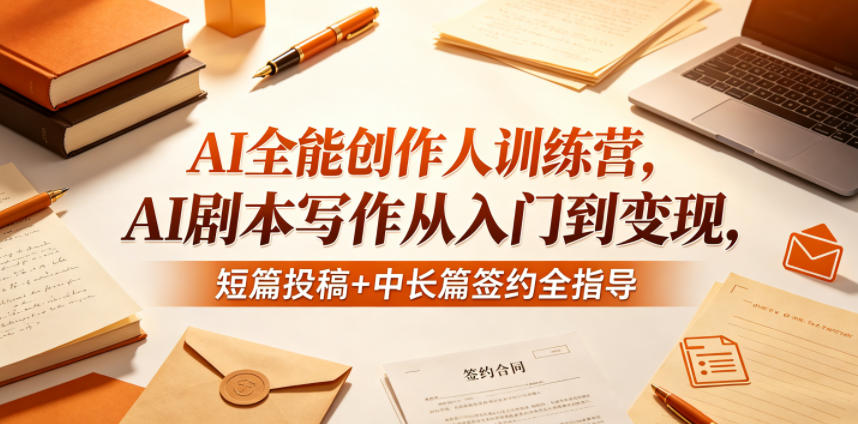 AI全能创作人训练营，AI剧本写作从入门到变现，短篇投稿+中长篇签约全指导 - 臻优资源网