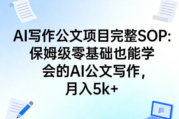 AI写作公文项目完整SOP，保姆级零基础也能学会的AI公文写作，月入5k+ - 臻优资源网