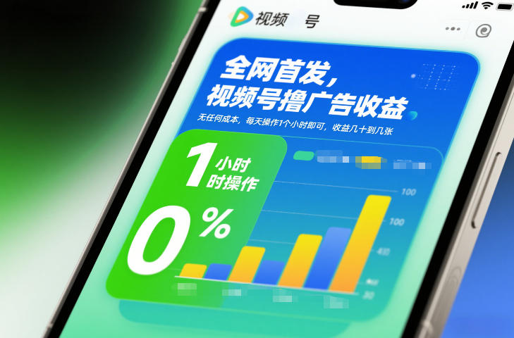 全网首发,视频号撸广告收益,无任何成本,每天操作1个小时即可,收益几十到几张 - 臻优资源网