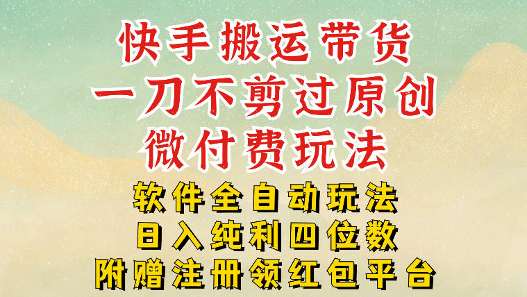 快手搬运带货，一刀不剪过原创，微付费玩法，软件全自动玩法，日入纯利四位数【揭秘】 - 臻优资源网