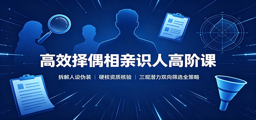 高效择偶相亲识人高阶课：拆解人设伪装，硬核资质核验，三观潜力双向筛选全策略 - 臻优资源网