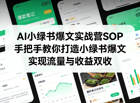 AI小绿书爆文实战营SOP，手把手教你打造小绿书爆文，实现流量与收益双收 - 臻优资源网