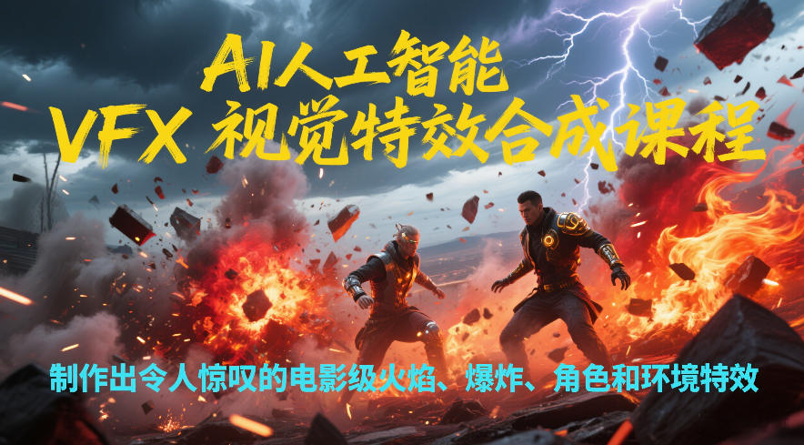 AI人工智能VFX视觉特效合成课程，制作出令人惊叹的电影级火焰、爆炸、角色和环境特效 - 臻优资源网