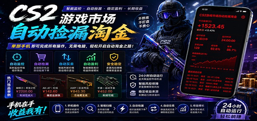 CSGO挂机捡漏项目通过利用游戏饰品交易机制，结合薄凉软件辅助捡漏，实现盈利 - 臻优资源网