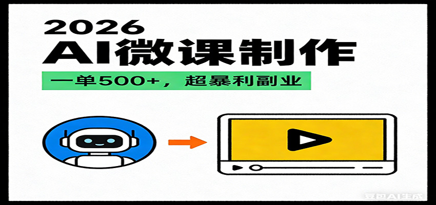 2026AI 风口最稳副业：微课代写制作，一单 500+，人人可做的蓝海项目 - 臻优资源网