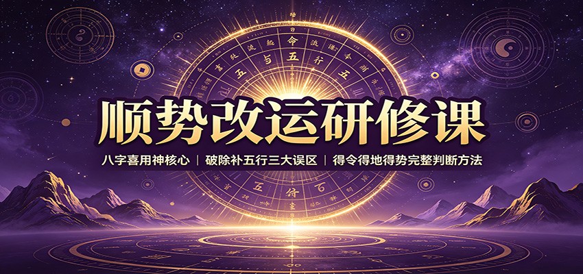 顺势改运研修课：八字喜用神核心，破除补五行三大误区，得令得地得势完整判断方法 - 臻优资源网