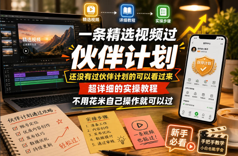 一条精选视频过伙伴计划，还没有过伙伴计划的可以看过来，超详细的实操教程，不用花米自己操作就可以过 - 臻优资源网