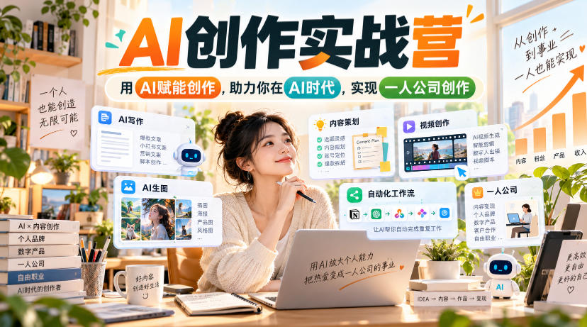 AI创作实战营，用AI赋能创作，助力你在AI时代，实现一人公司创作 - 臻优资源网