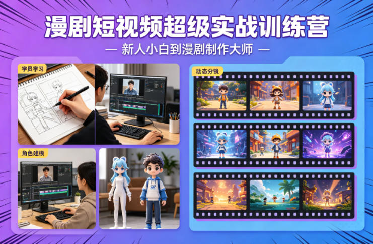 漫剧短视频超级实战训练营，新人小白到漫剧制作大师 - 臻优资源网