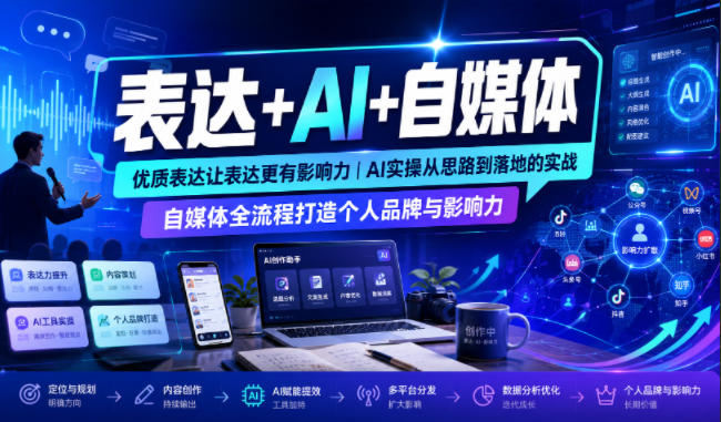 表达+AI+自媒体，优质表达让表达更有影响力|AI实操从思路到落地的实战|自媒体全流程打造个人品牌与影响力 - 臻优资源网