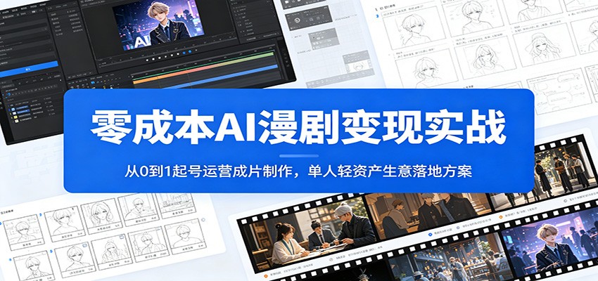 零成本AI漫剧变现实战：从0到1起号运营成片制作，单人轻资产生意落地方案 - 臻优资源网