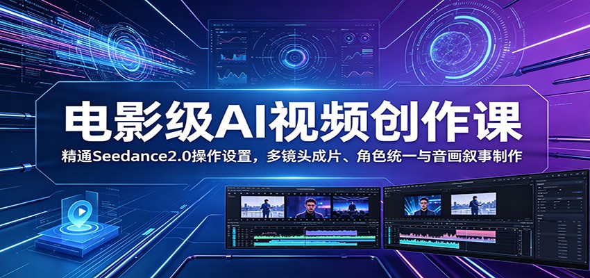 电影级AI视频创作课：精通Seedance2.0操作设置，多镜头成片、角色统一与音画叙事制作 - 臻优资源网