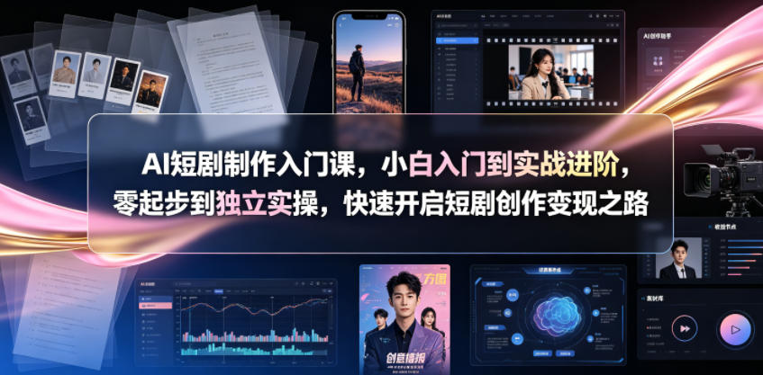 AI短剧制作入门课，小白入门到实战进阶，零起步到独立实操，快速开启短剧创作变现之路 - 臻优资源网