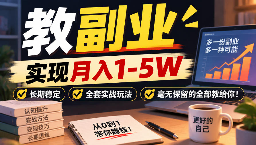 “教副业”实现月入1-5W，长期稳定，全套实战玩法毫无保留的全部教给你！【揭秘】 - 臻优资源网