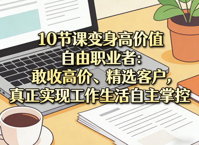 10节课变身高价值自由职业者：敢收高价、精选客户，真正实现工作生活自主掌控 - 臻优资源网