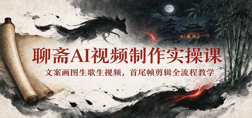 聊斋AI视频制作实操课：文案画图生歌生视频，首尾帧剪辑全流程教学 - 臻优资源网