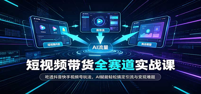 短视频带货全赛道：吃透抖音快手视频号玩法，AI赋能轻松搞定引流与变现难题 - 臻优资源网