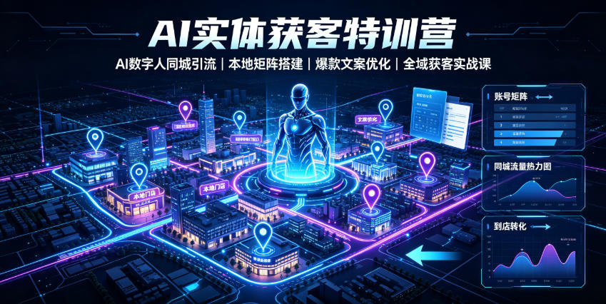 AI实体获客特训营｜AI数字人同城引流、本地矩阵搭建、爆款文案优化全域获客实战课 - 臻优资源网