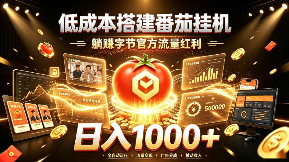 低成本搭建番茄挂G，躺賺字节官方流量红利，日入1k+，全程傻瓜式落地【揭秘】 - 臻优资源网