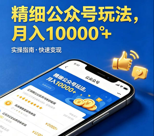精细化公众号玩法，我们给你提供文章，你来负责发布，收益可观，月入1W+【揭秘】 - 臻优资源网
